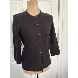Eddie Bauer Black Fitted Sleeve Buttoned Up 3/4 Sleeve Sweater Women Size XS